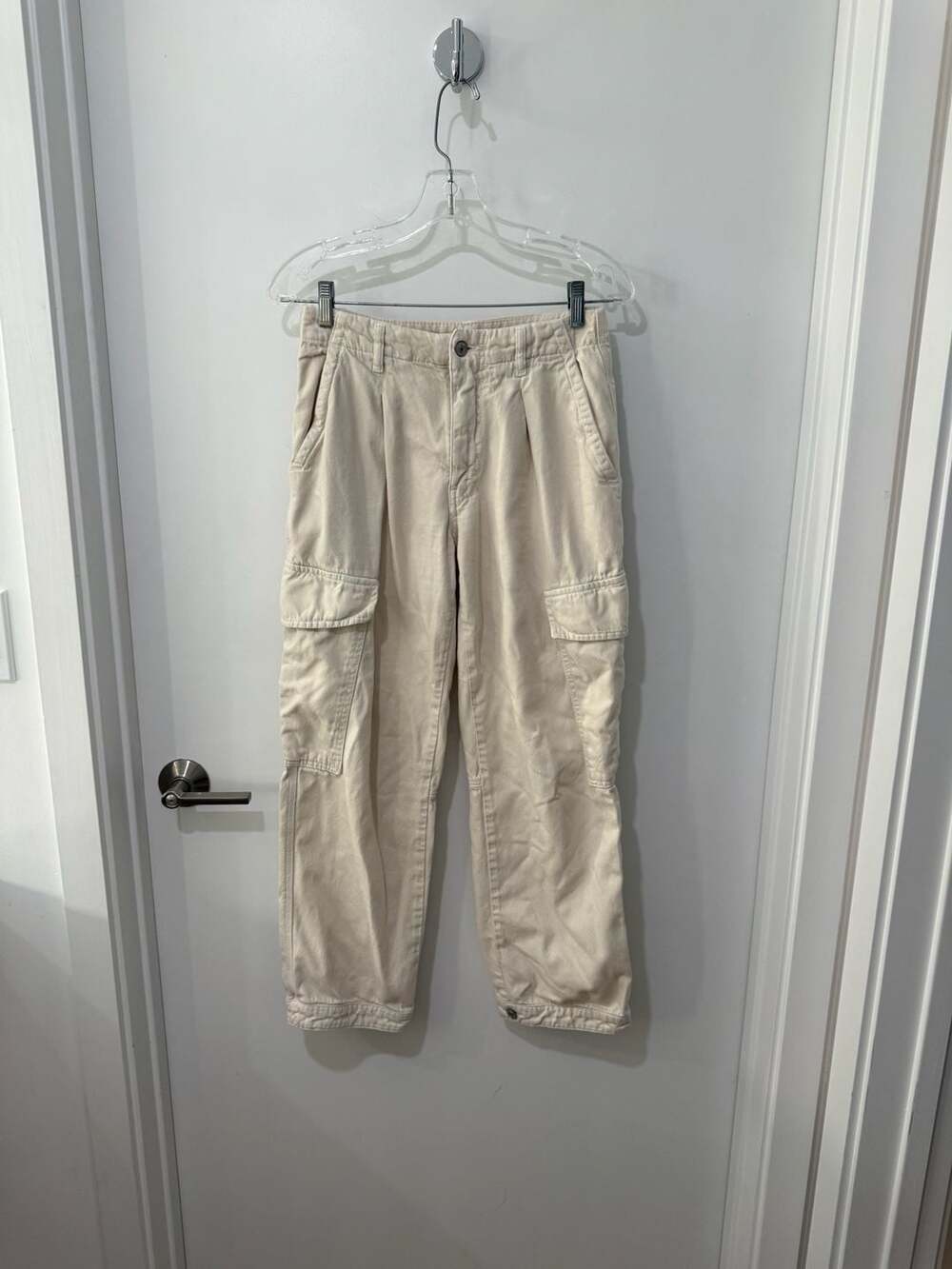 Free People High-Rise Cream Cargo Pants